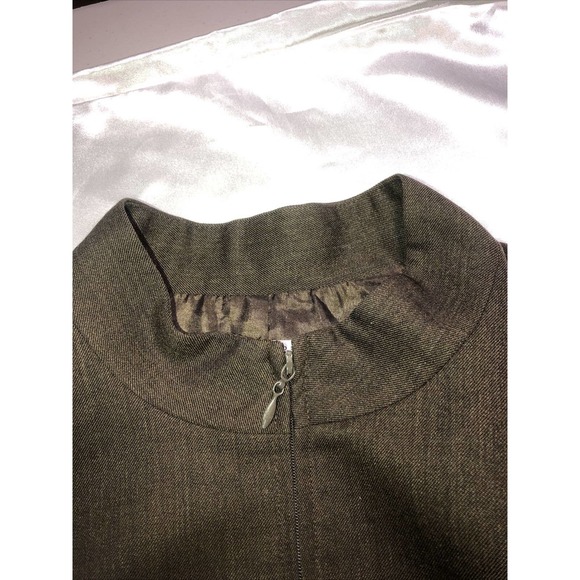 Pendleton Mock Neck Brown Lined Zip Blazer Jacket 100% Virgin Wool Size 16W - Picture 13 of 13